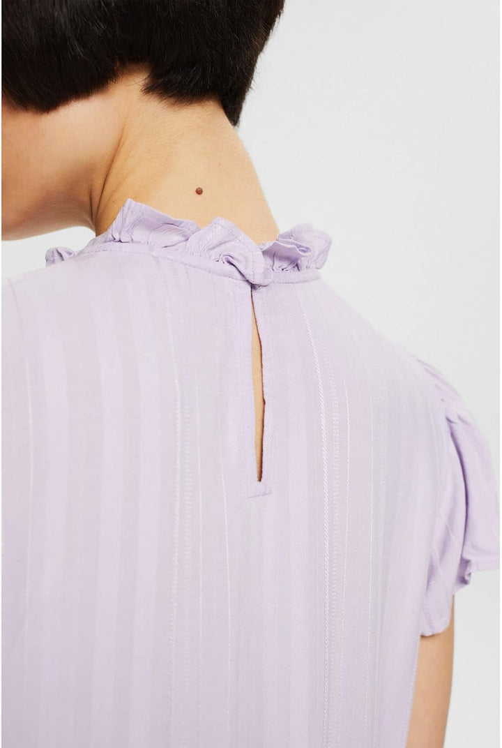 ESPRIT Kleid mit Rüschen-Kragen, LENZING™ ECOVERO™ XS 570/Lavender, XS 570/Lavender