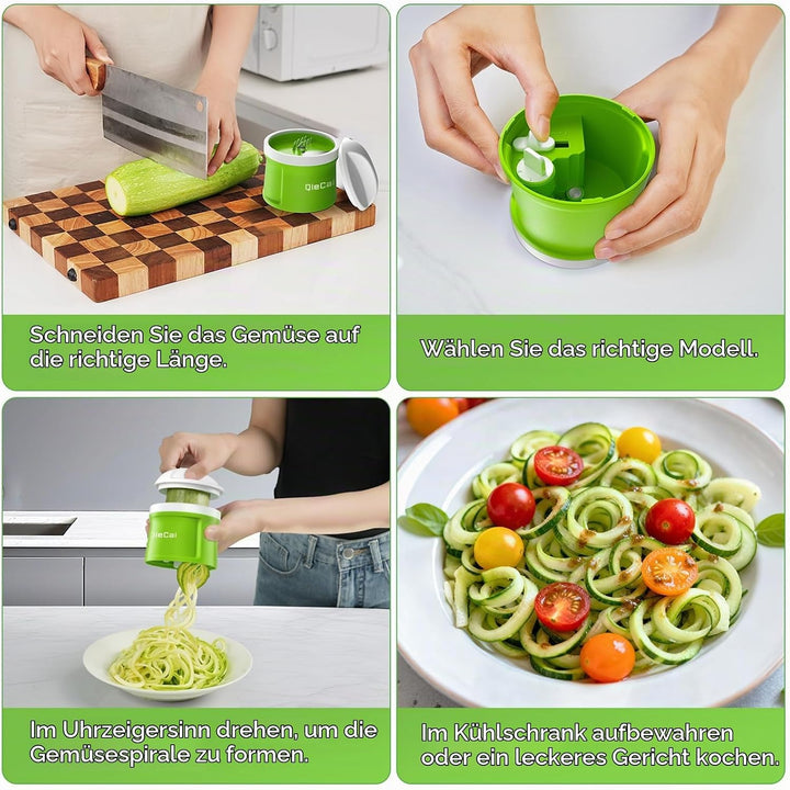 Spiralschneider Gemüse mit Behälter- 4 in 1 zucchini spiralschneider | Gemüseschneider Spaghetti Gem