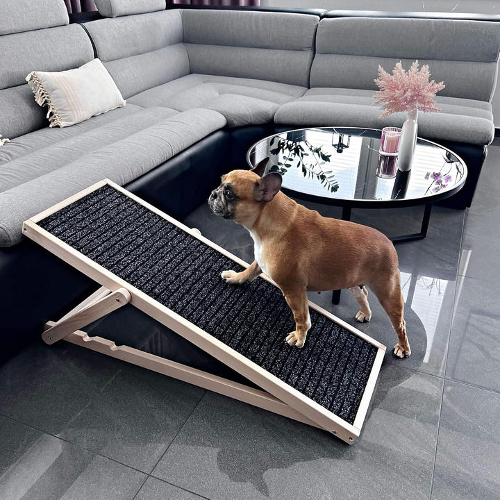 Hunderampe, Hundetreppe aus Holz, verstellbar, Hunderampe für kleine Hunde, Rampe für Hunde,Hunde Tr