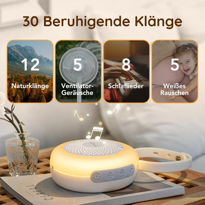 Easy@Home Mini-Gerät mit weissem Rauschen, für Babys, Erwachsene, Kinder, Schlaf, 30 beruhigende Ger