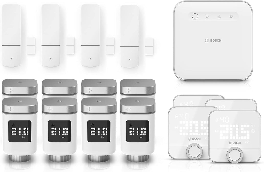 Bosch Smart Home Heizen-Set, 8x Heizkörperthermostat II, 4x Raumthermostat II, 4x Tür-/Fensterkontak