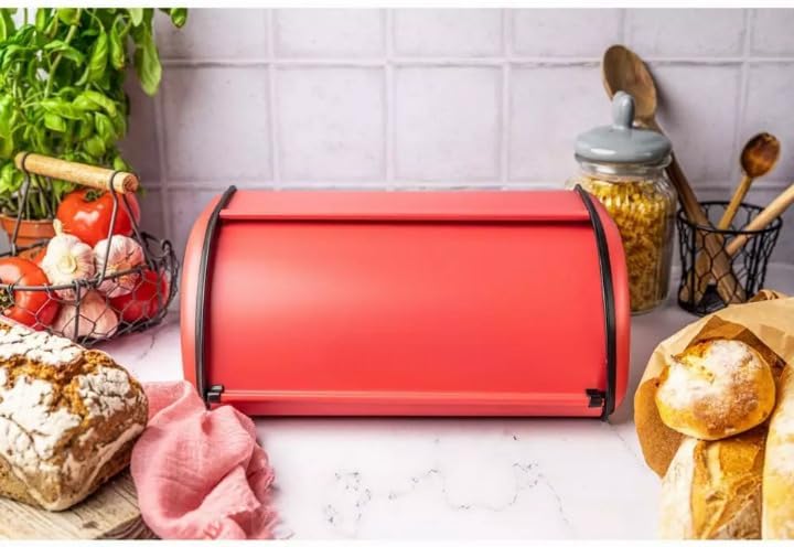 Brotkasten aus Stahl (Rot, Kleine 36cm x 24cm x 15cm) Rot Kleine 36cm x 24cm x 15cm, Rot Kleine 36cm