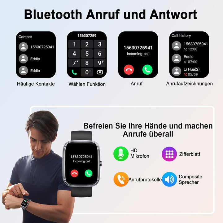 Motast Smartwatch Herren Damen,2026 1,91" HD Smart Watch Damen Bluetooth-5.4-Anrufe,110+ Sportmodi F
