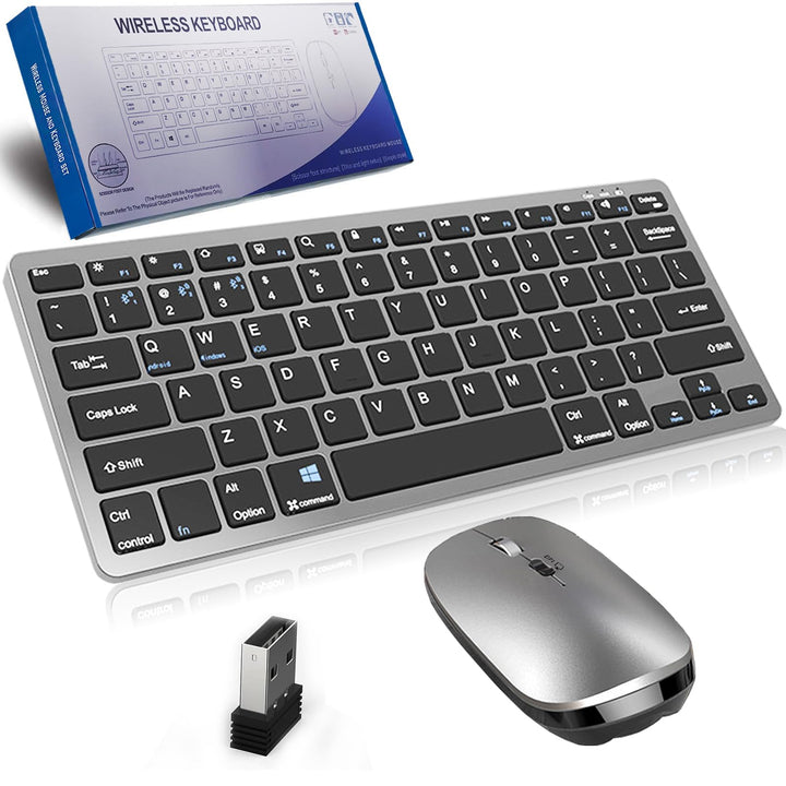 Tastatur Maus Set Kabellos,Upgrade 4 Mode Bluetooth5.2+5.2+3.0+2.4G USB,Einfache Version Funktastatu