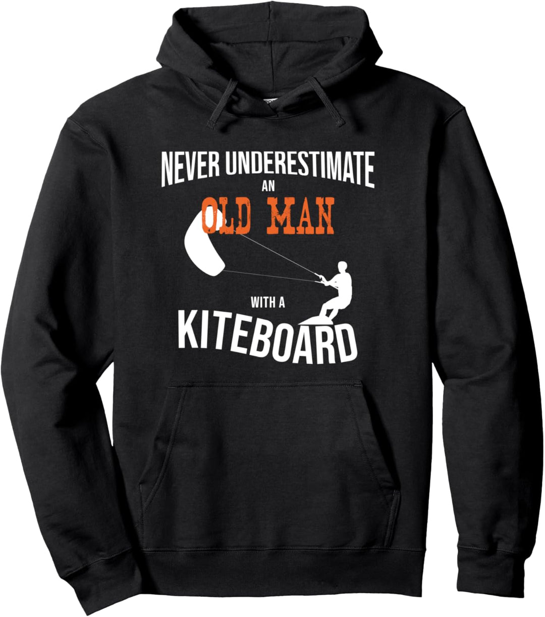 Alter Mann mit Kiteboard - Kitesurfen Pullover Hoodie