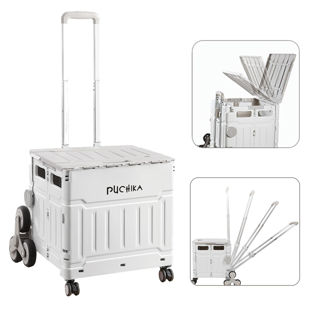 PUCHIKA Einkaufstrolley Treppensteiger klappbar, Einkaufswagen Trolley, Einkaufstrolley mit Deckel,