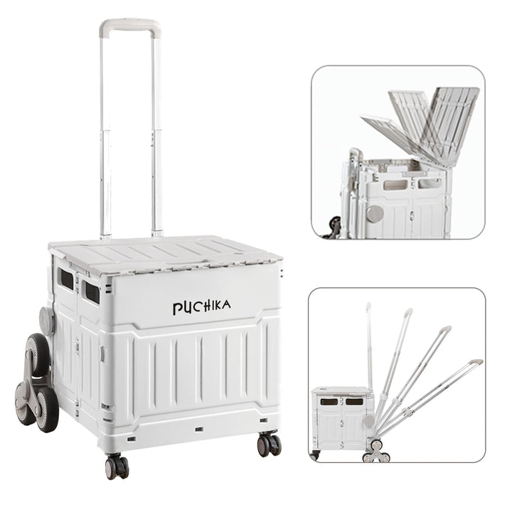 PUCHIKA Einkaufstrolley Treppensteiger klappbar, Einkaufswagen Trolley, Einkaufstrolley mit Deckel,