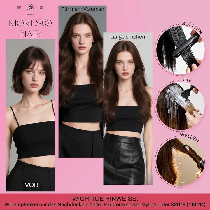 Moresoo Tape Extensions Schwarz Haarverlängerung Echthaar Extensions Tape 25cm Invisible Tape in Ext