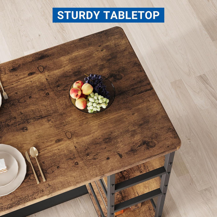 Bartisch mit Barhocker Set, Barhocker 3er Set für 2 Personen mit 1 Tisch + 2 Gepolsterte Stühle, Rüc