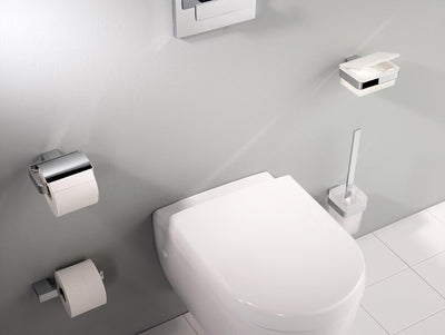 emco LOFT Papierhalter ohne Deckel, eleganter Toilettenpapierhalter zum Schrauben aus Aluminium, hoc