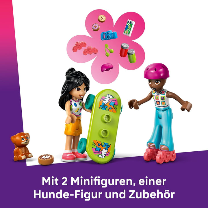 LEGO Friends Abenteuertrip mit Freunden -Reisewagen Spielzeug mit Anhänger, 2 Mini-Puppen, einer Hun