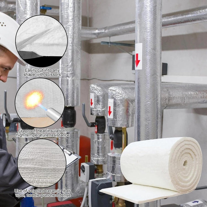 2 Stück Keramikfasermatte, 610x400x25 mm Isoliermatte, Dämmwolle Temperaturbeständig Bis 1260°C, Gee
