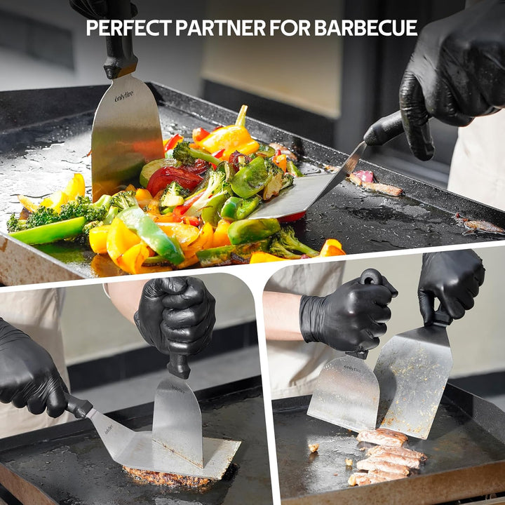 onlyfire Smash Burger Set inkl. Grillspachtel aus Edelstahl, Plancha Spachtel, Gusseisen Burgerpress