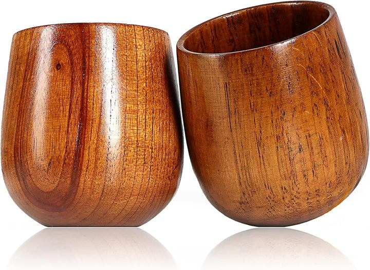 Ganzoo 6er Set Holzbecher/Deko-Becher Dekorationsbecher in dunkelbraun, 150 ml, rundes schlichtes De