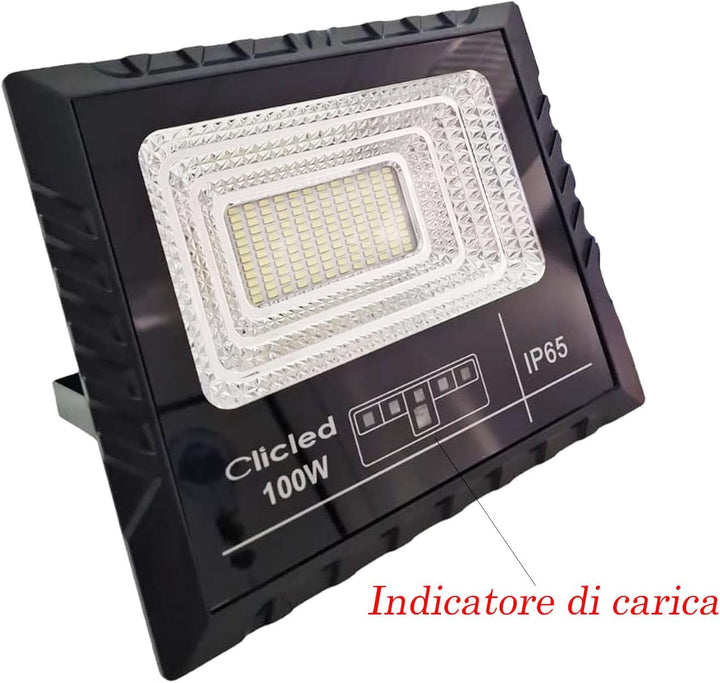 GC GLOBALCOMMERCE LED-Scheinwerfer SMD 100 W Solarpanel, Material: Metall, Schwarz