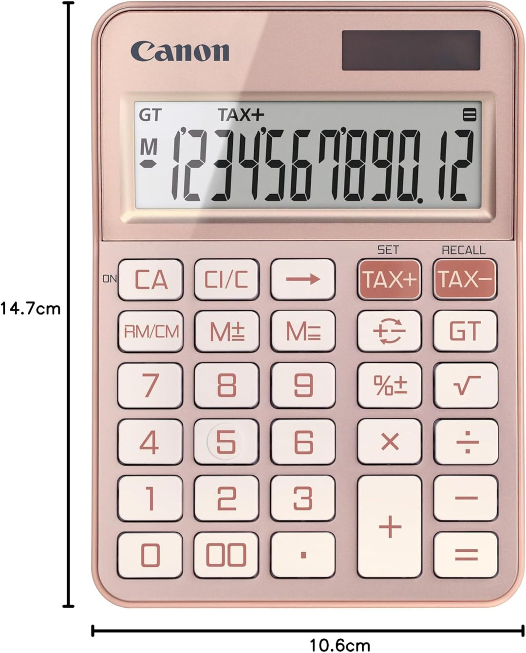 Canon KS-125KB Taschenrechner (Solar- und Batteriebetrieb, 12 Stellen) Rosegold, Rosegold