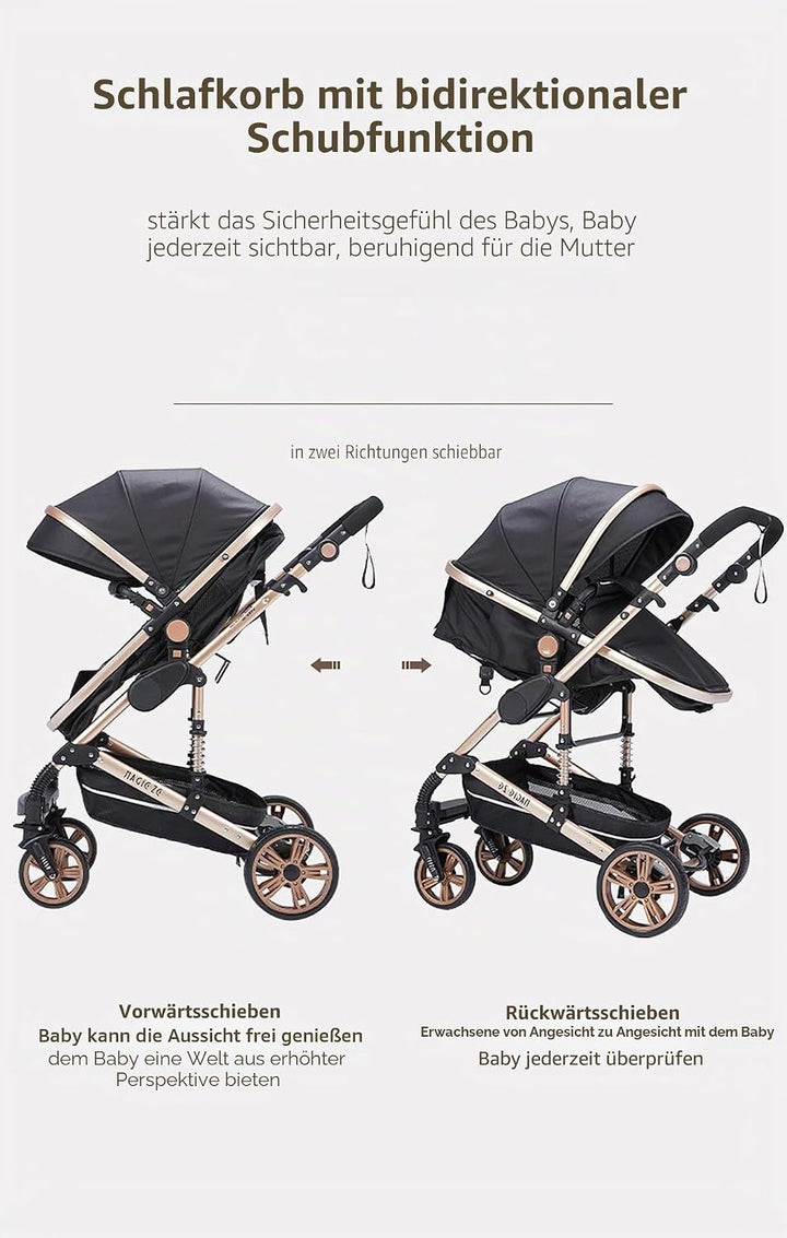 3 in 1 Kombikinderwagen 3 in 1 Reisesysteme Kinderwagen Infant Hochlandschaft Liegender Buggy Kinder
