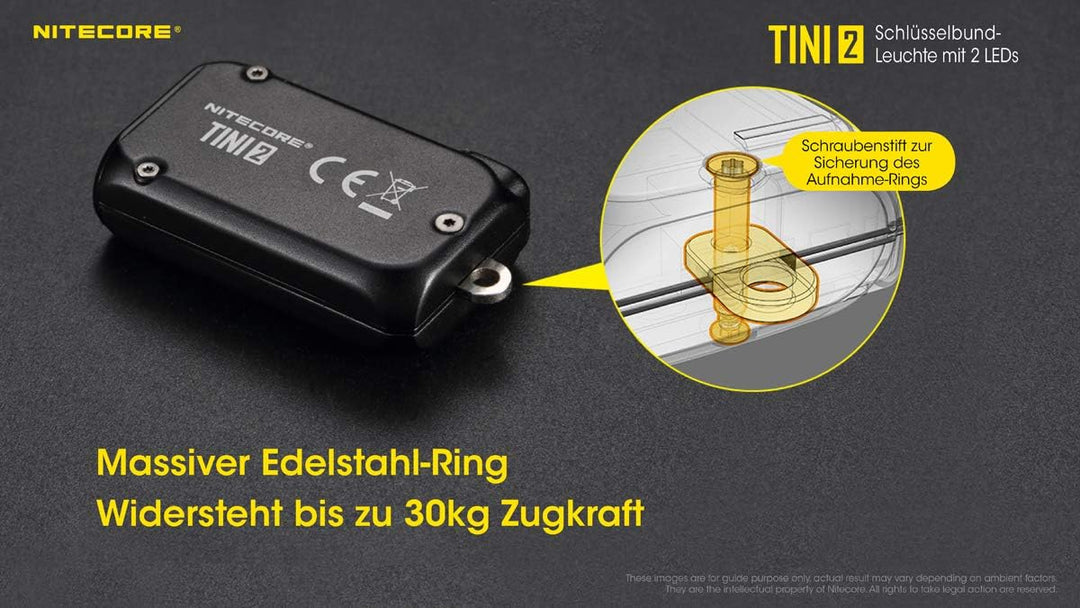 Nitecore Tini2 GR Schlüsselanhängerlampe, Unisex, Schwarz, 50 mm, Schwarz