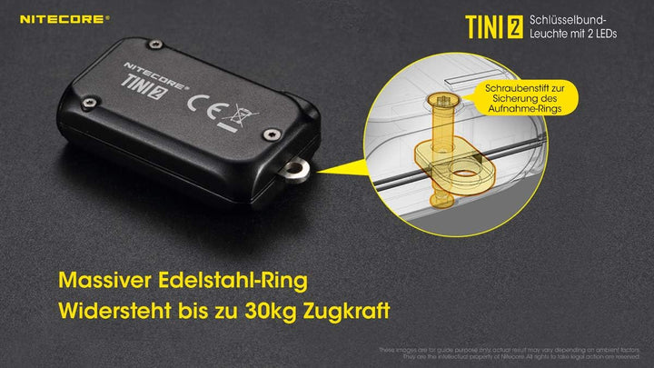 Nitecore Tini2 GR Schlüsselanhängerlampe, Unisex, Schwarz, 50 mm, Schwarz