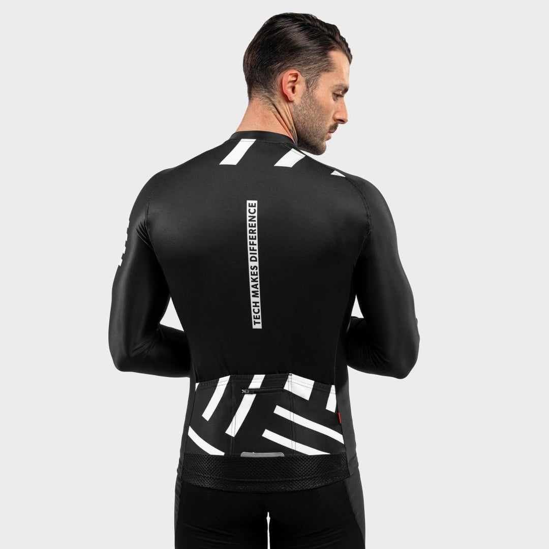 SIROKO - Radtrikot Langarm M2 Leader S Schwarz/Weiss, S Schwarz/Weiss