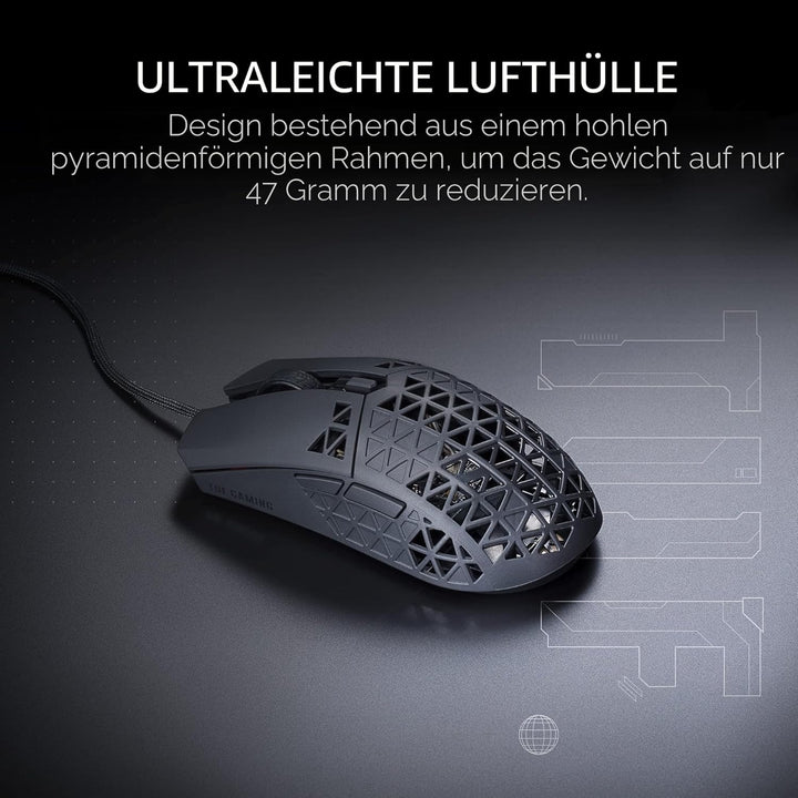 ASUS TUF Gaming M3 Maus (kabelgebunden, RGB, 7000-dpi-Sensor, programmierbare Tasten, Aura Sync) sch