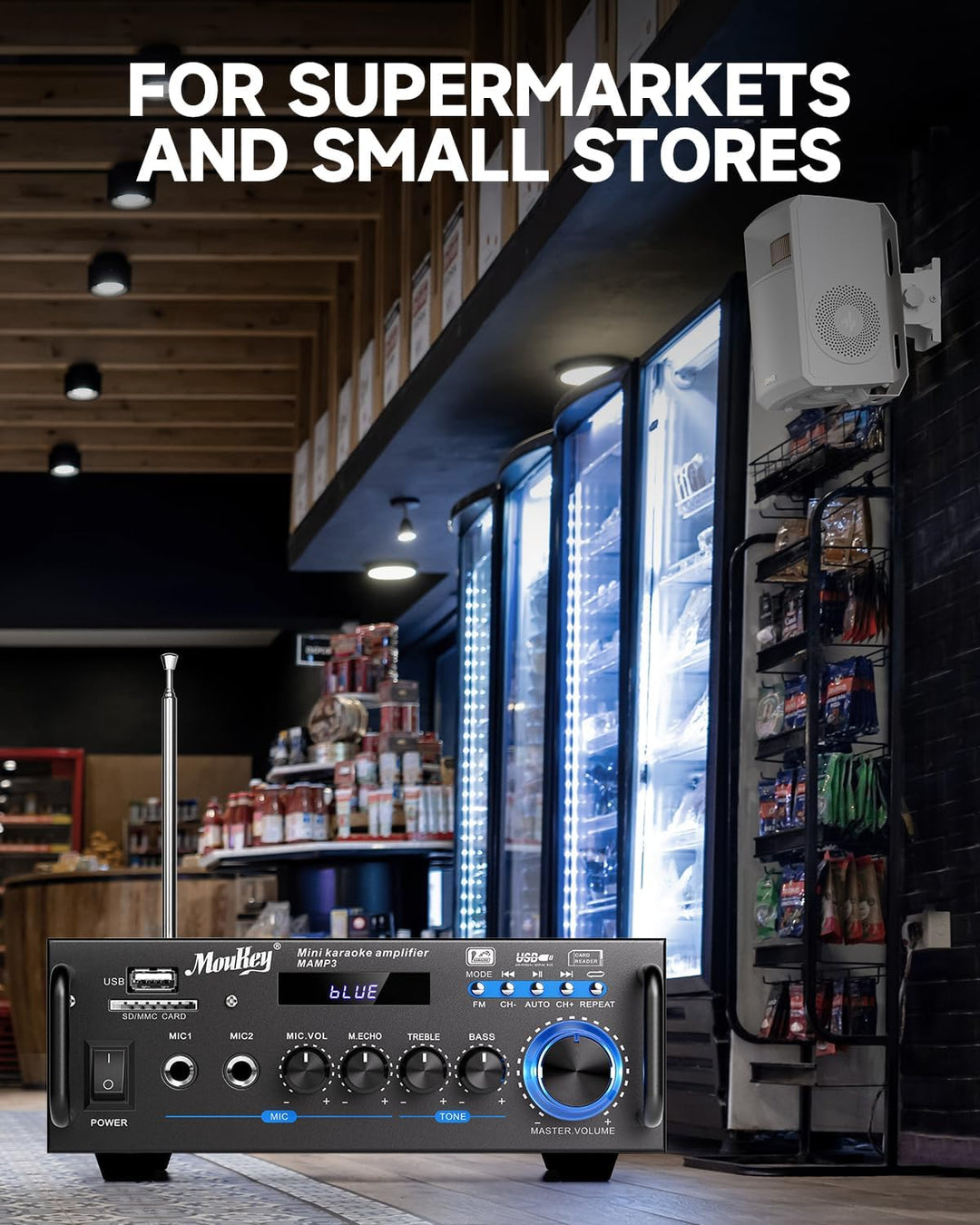 Moukey 2.0 Kanal Stereo Bluetooth Karaoke Verstärker, 100W Stereo Audio Verstärker Empfänger, Verstä