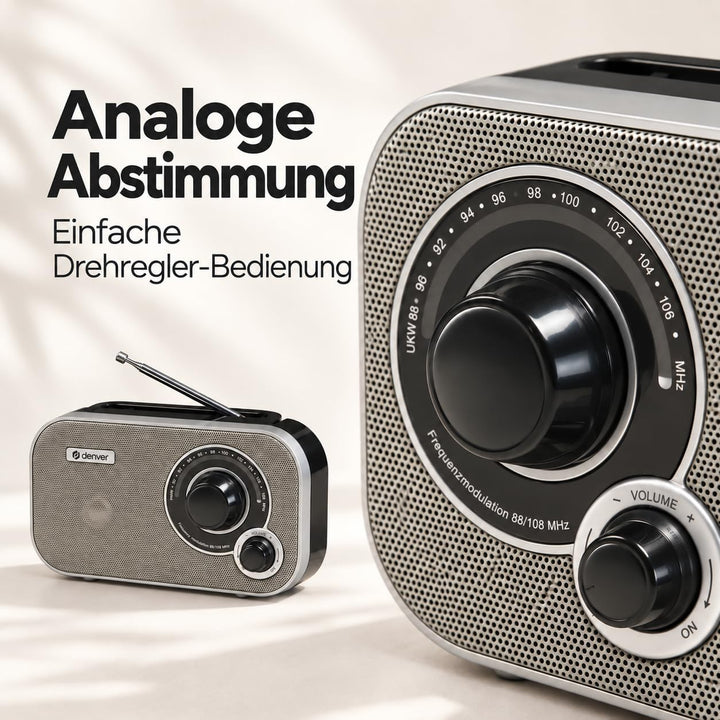 Denver TR-51 UKW-Radio mit analogem Tuning, Grau