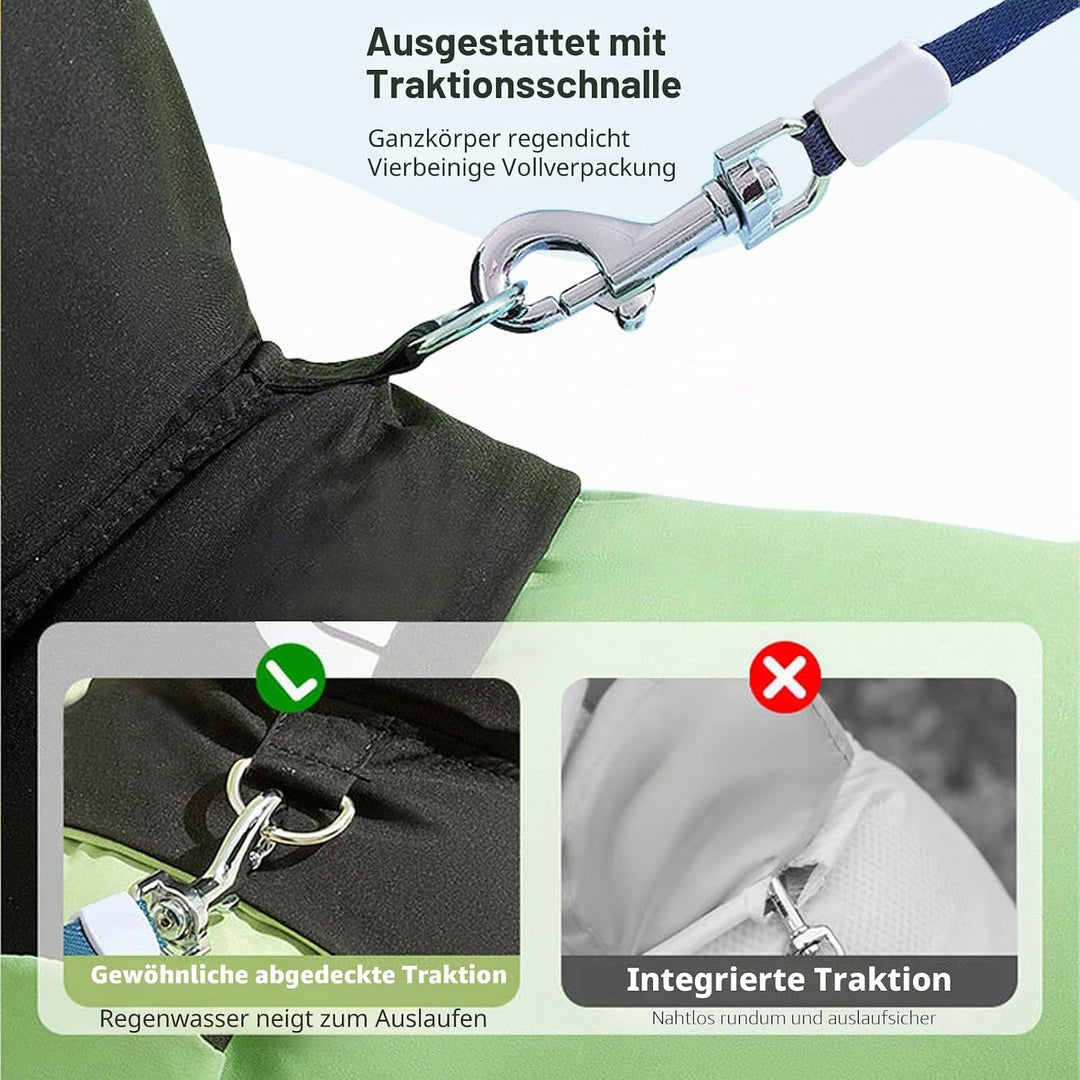 PETCUTE Hund Regenmantel,wasserdichte Hunde-Regenjacke mit Kapuze,Verstellbare Vierbeiner Hunderegen