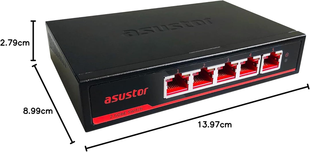Asustor 5 Port 2.5G Ethernet Unmanaged Netzwerk Switch, Plug and Play | ASW205T