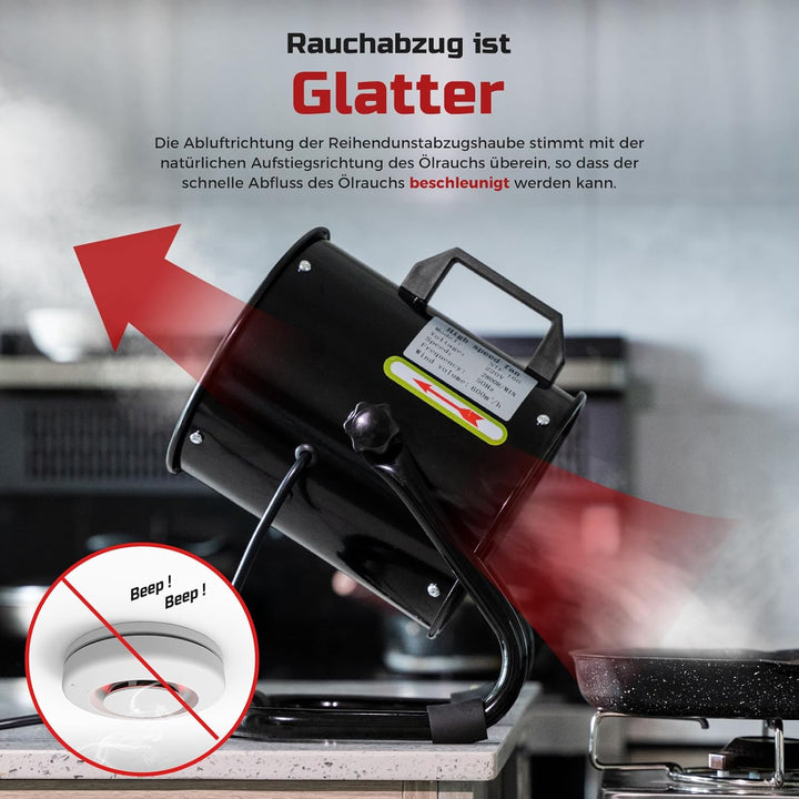 Tragbare Dunstabzugshaube 40W 600m³/h Abluftventilator mit 10 Aktivkohle Filter/120°verstellbare/Ger