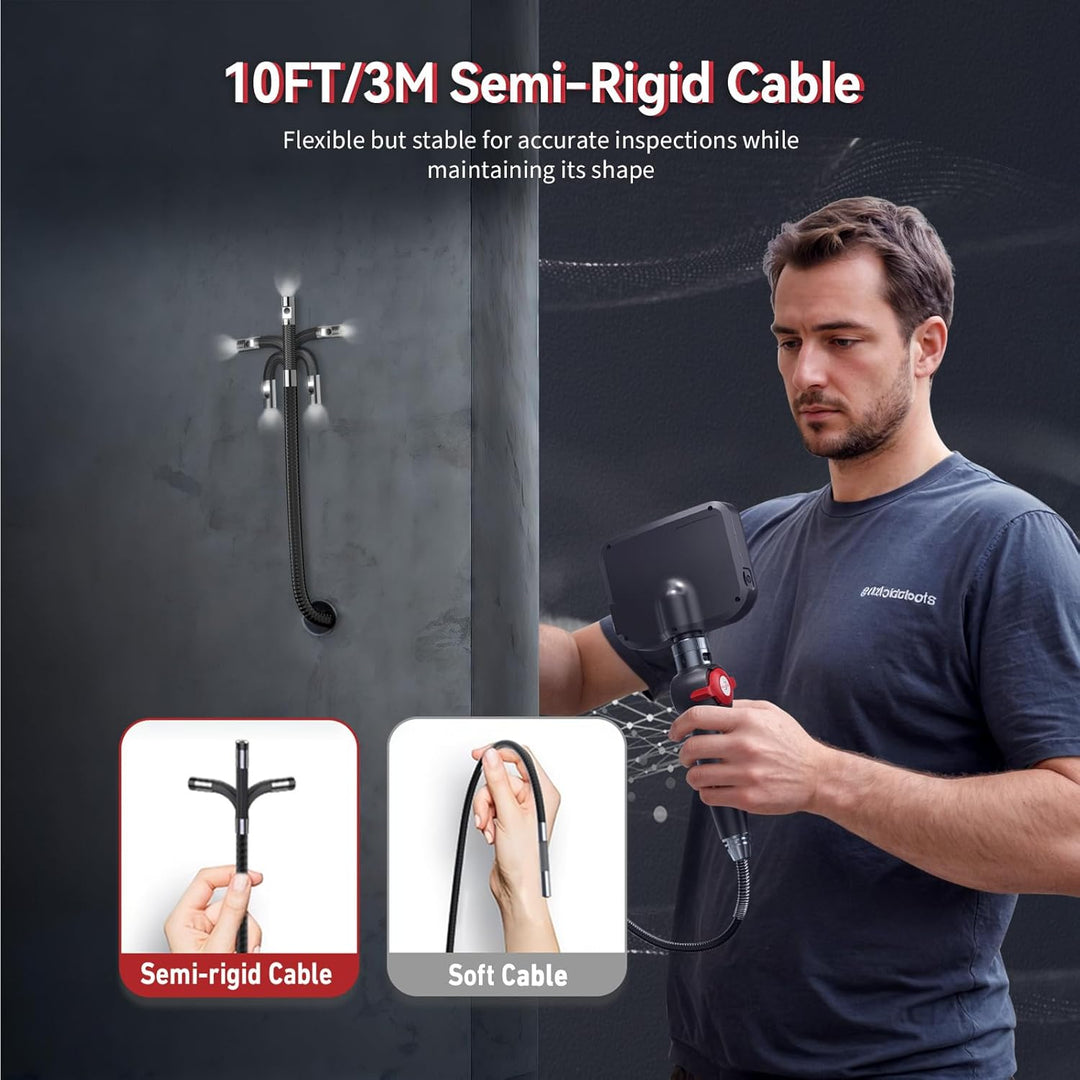 Ralcam Endoskopkamera mit Licht, Endoscope Camera mit 180° beweglichem Kopf, 8,5mm Dual-Sonde, 5" HD