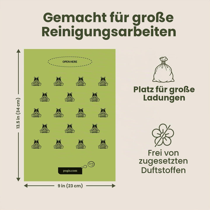 Pogi's Hundekotbeutel - 500 unparfümierte Tüten für Vorräte und öffentliche Hundeklos - grosse, biol