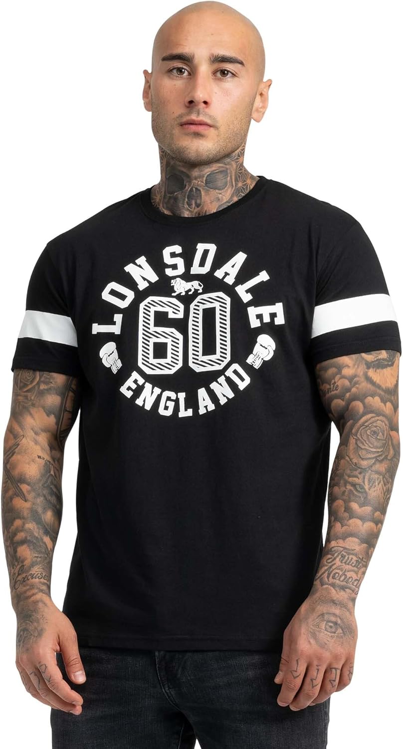 Lonsdale Herren Askerswell T-Shirt M Black/White, M Black/White