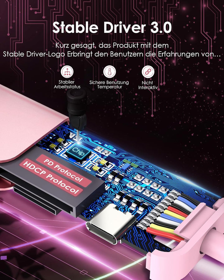 LENTION USB C Hub mit 100W PD Aufladung, 4K@60Hz HDMI, SD/TF Kartenleser, USB 3.0, Adapter USB C auf