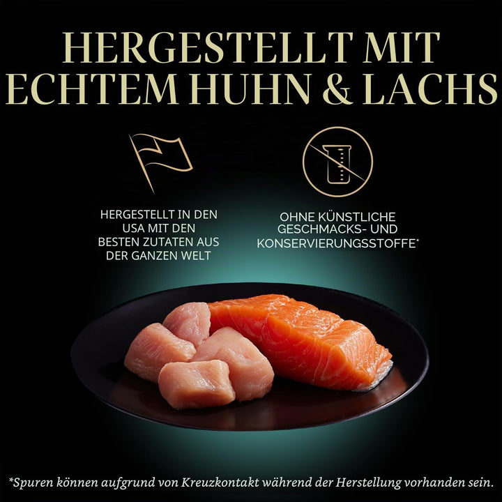 Sheba Perfect PORTIONS Paté Katzenfutter Nassfutter Tabletts (12 Stück, 24 Portionen), Huhn und Lach