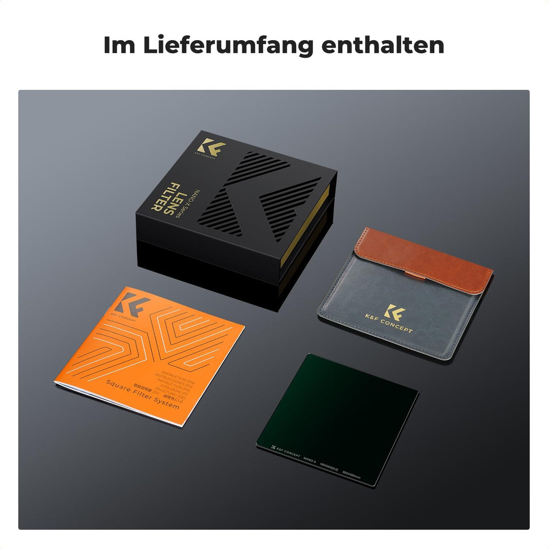 K&F CONCEPT Rechteckfilter ND1000 (10 Blendenstufen) 100x100mm Graufilter mit Fester Dichte (Nano-Xc