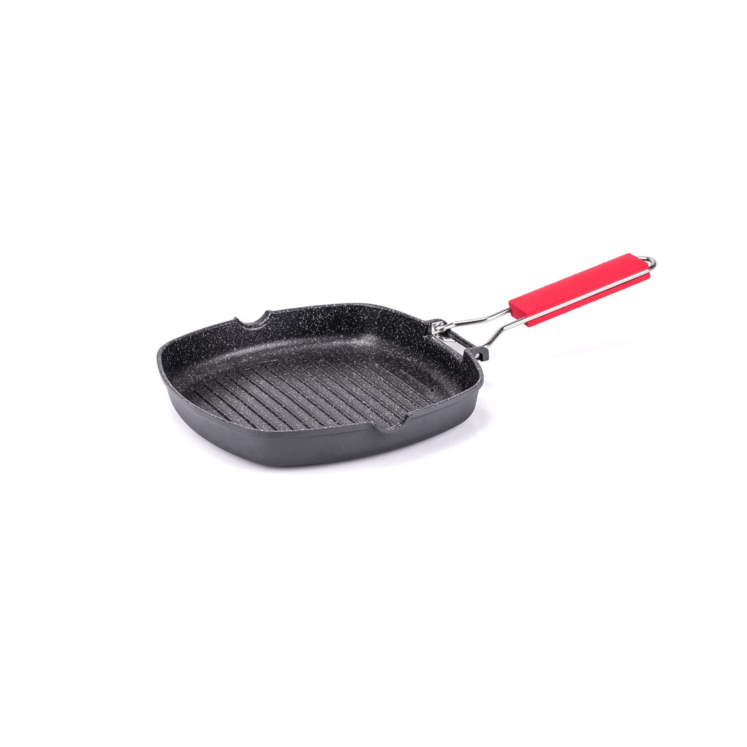 Moneta Grillpfanne 24 x 24 cm Pro Grill mit klappbarem Griff auch für Induktion
