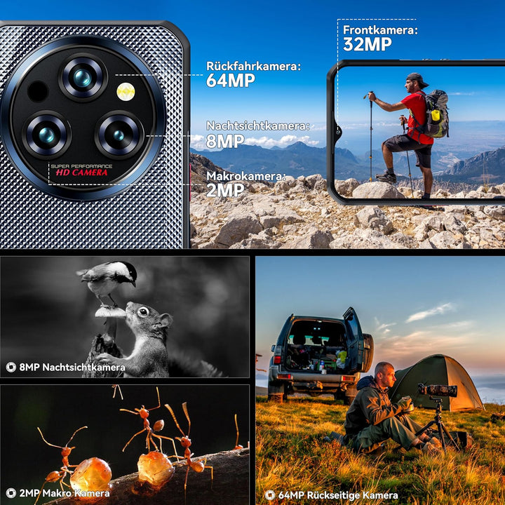 OUKITEL WP35 Outdoor Handy 5G - 11000mAh Outdoor Smartphone Ohne Vertrag Android 14, 24GB RAM + 256G