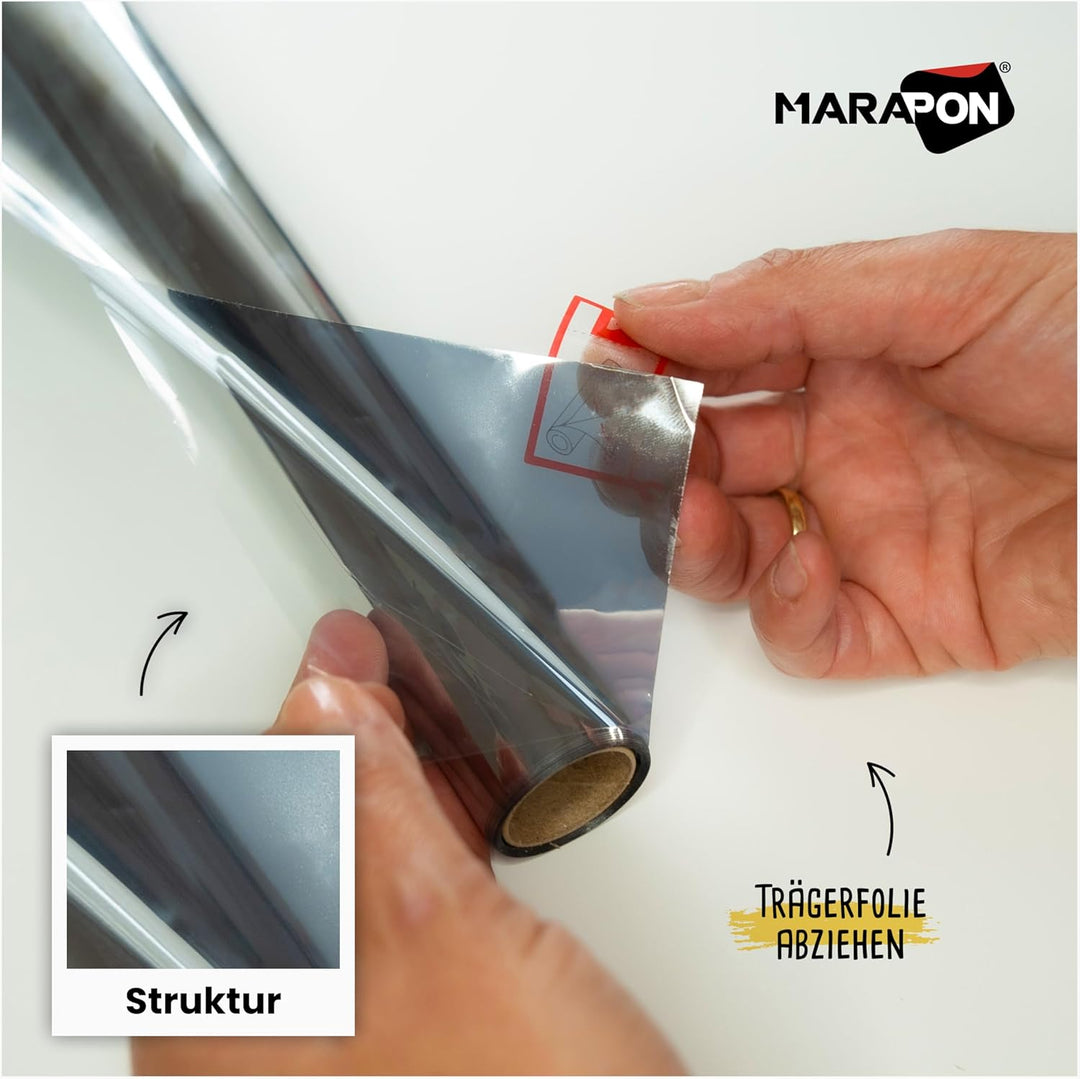 MARAPON® Sonnenschutzfolie Fenster innen [44.5x400 cm] Fensterfolie Sonnenschutz von innen durchsich