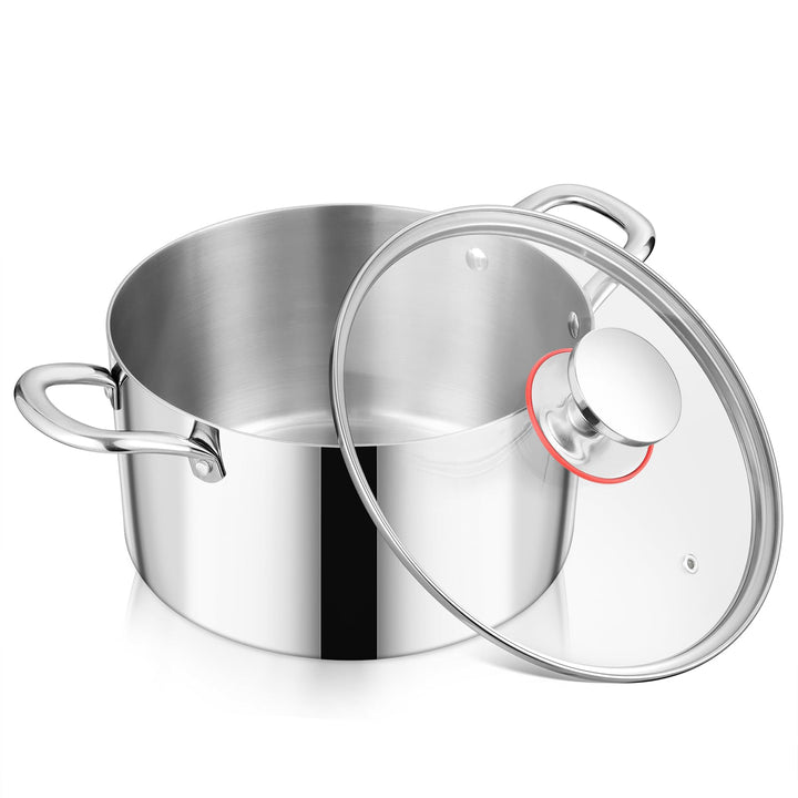 Kochtopf, Onader 3-Lagen Edeastahl Topf Induktion, 5,6L Kochtöpfe Nudeltopf Suppentopf mit Glasdecke