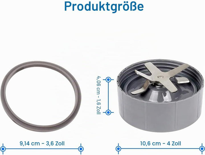 MMOBIEL Ersatz-Baugruppe für Emulgator-Entsafter-Kreuzklingen für NutriBullet, 600/900 W, grau, inkl
