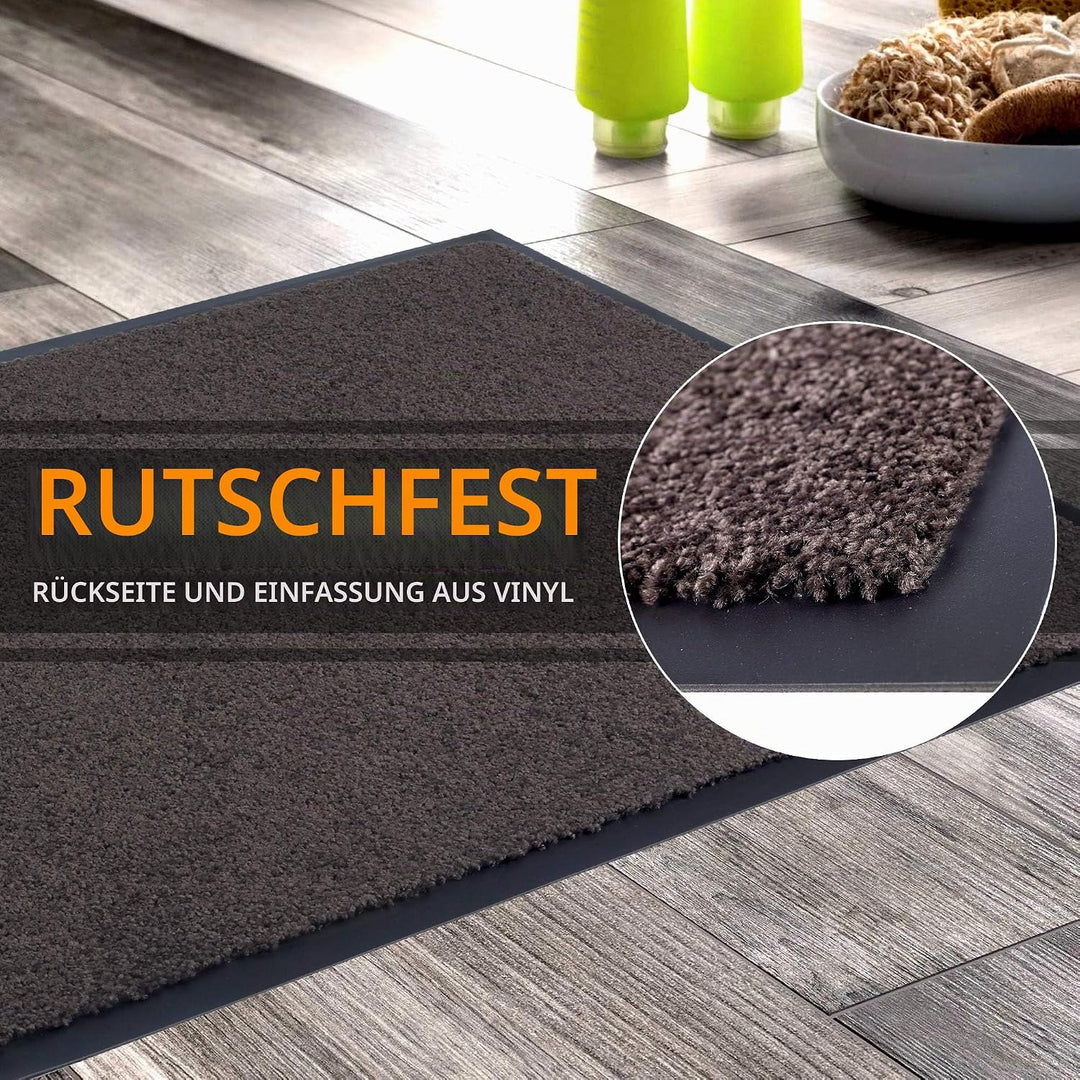 GadHome Fussmatte Braun 60x90 cm|Eingangstürmatte wasserdicht waschbar strapazierfähiger Schmutzfäng