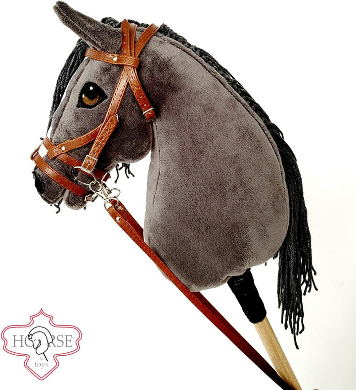 Hobby Horse Hobbypferd gross A3 (Pferd auf einem Stock) komplett mit Geschirr wie auf dem Foto (Blau