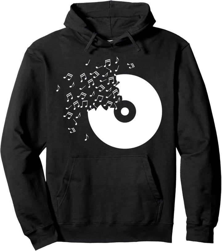 Vinyl Schallplatte Oldschool Music Musiknoten Symbol Pullover Hoodie