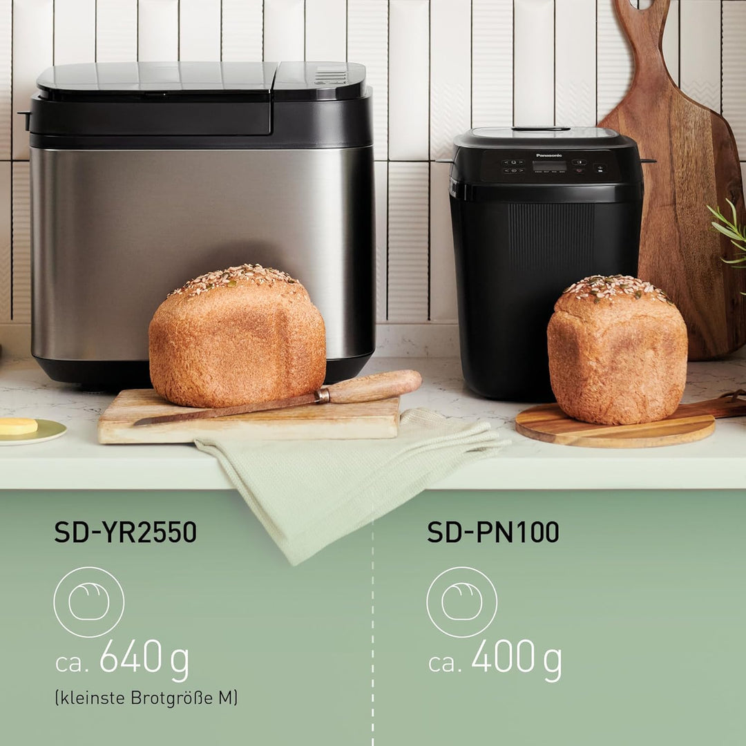 Panasonic SD-PN100KXE Mini Brotbackautomat – Kompakter Brotbackmaschine mit 18 Automatikprogrammen,