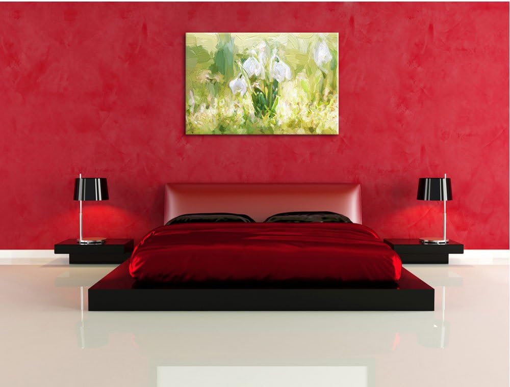 Pixxprint Schneeglöckchen als Leinwandbild/Grösse: 100x70 cm/Wandbild/Kunstdruck/fertig bespannt, 10