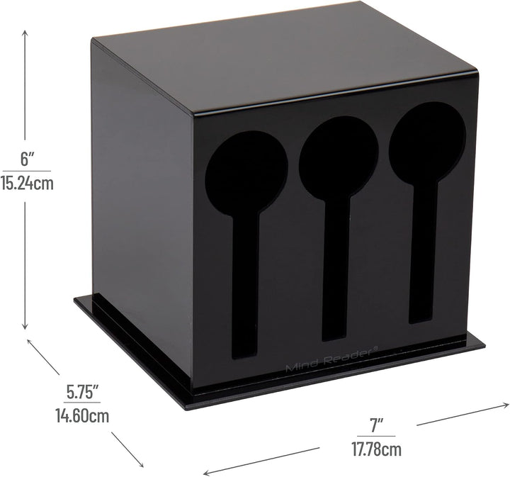 Mind Reader Foundation Collection, 3-Compartment Utensil Dispenser, 24pc. Capacity per Compartment,