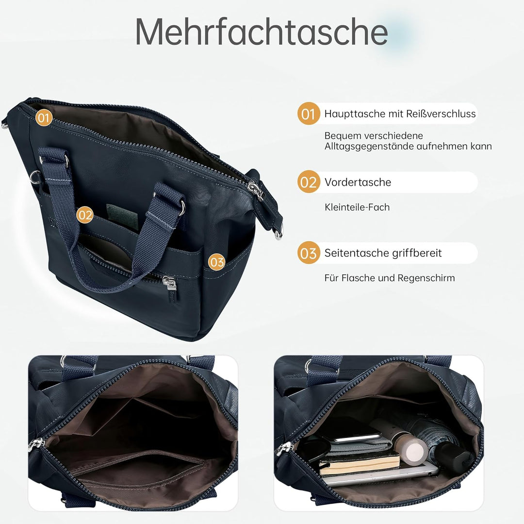 DIRRONA Beiläufig Damen Umhängetasche Multi Pocket Multi Fach Crossbody Bag Mittelgrosse Umhängetasc