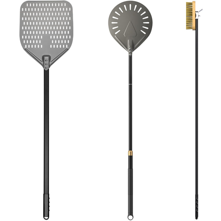 G.a HOMEFAVOR 12 Zoll Perforierter Pizzaschieber 9 Zoll Pizzaschaufel aus Hart Eloxiertes Aluminium,