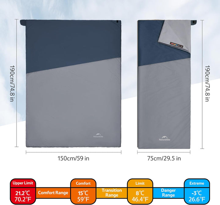 Naturehike Schlafsack Ultraleicht Mini Kleines Ultraleicht 680/760g für 3 Jahreszeiten mit 190x75/20
